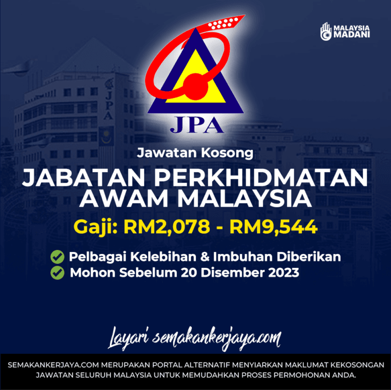 Iklan Jawatan Kosong JPA Disember 2023 Semakan Kerjaya