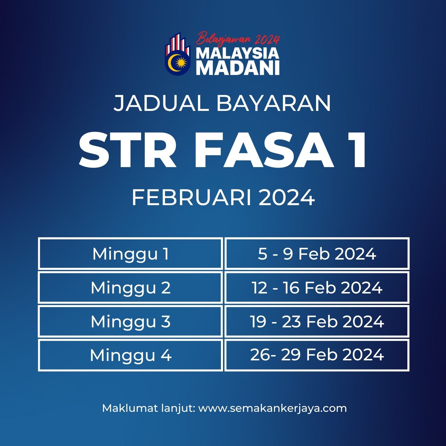 STR 2024 : Tarikh Bayaran Sumbangan Tunai Rahmah (STR) Fasa 1 ...